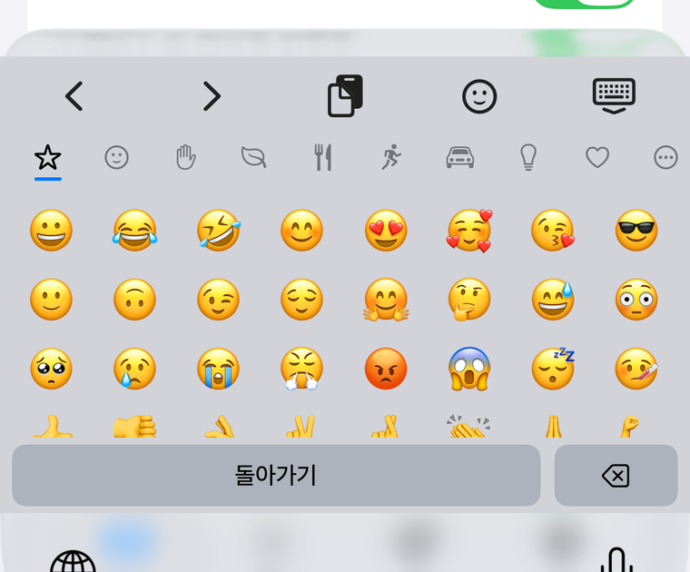 글쇠의 이모지 자판 화면.